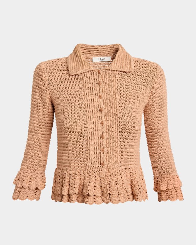 Scalloped Ruffle Collared Cardigan
